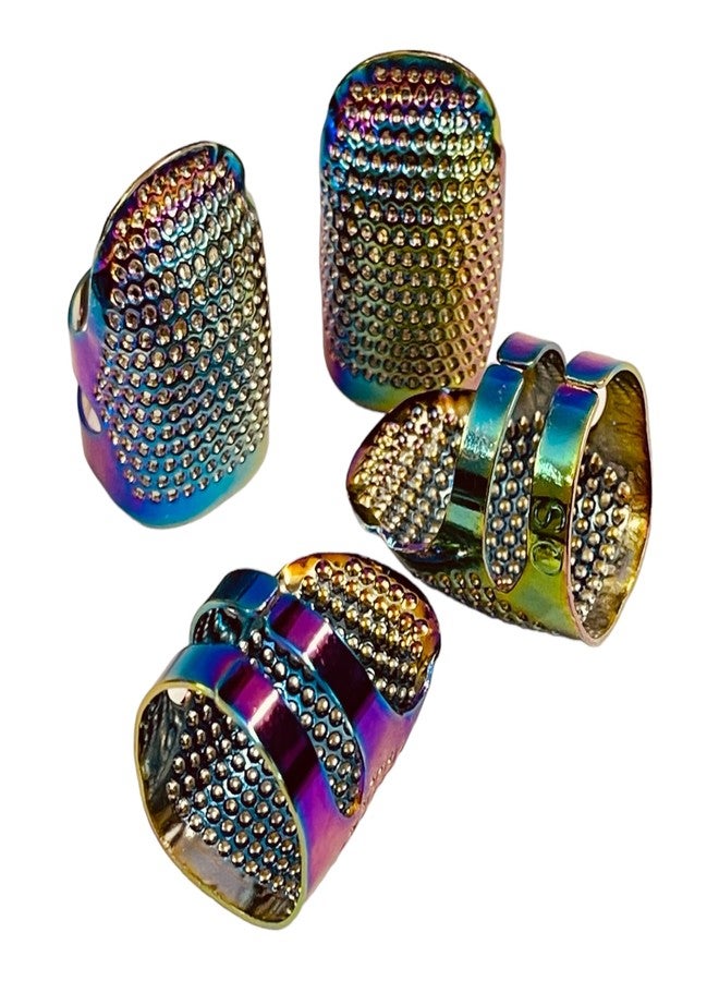 Moira Pack of 4 Adjustable Brass Finger Protector Thimble for Sewing Embroidery Needlework (Steel) - Image 1